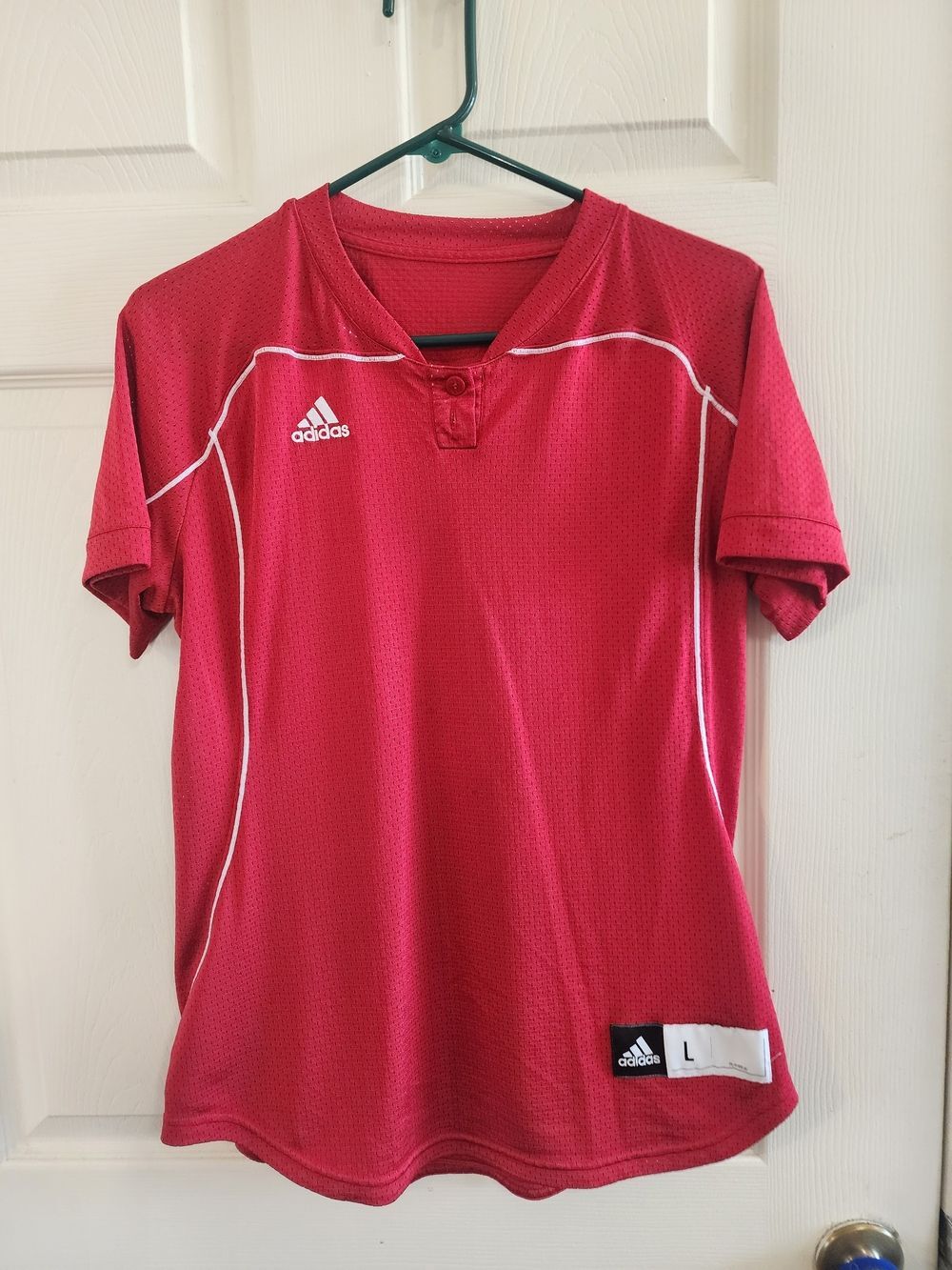 Adidas Red Short-Sleeve Sports Jersey  Size L